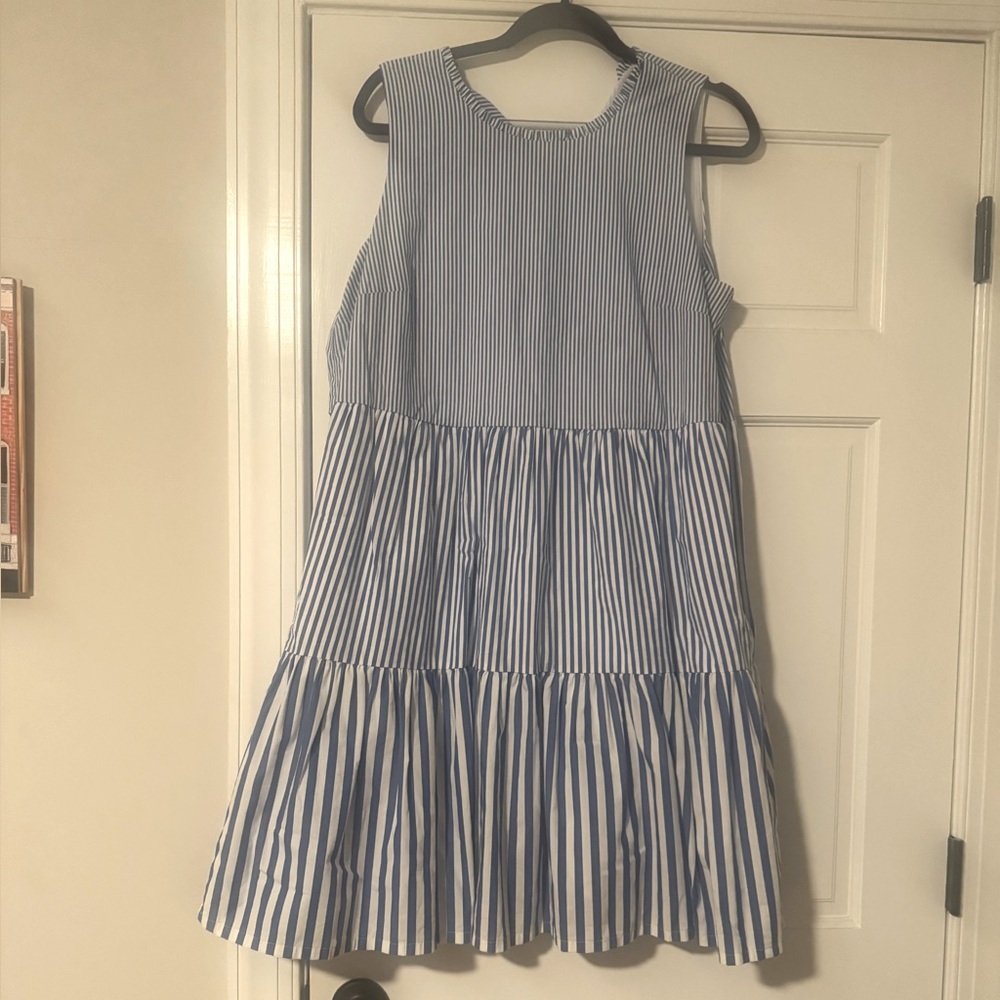 J.crew Blue & White Striped Dress